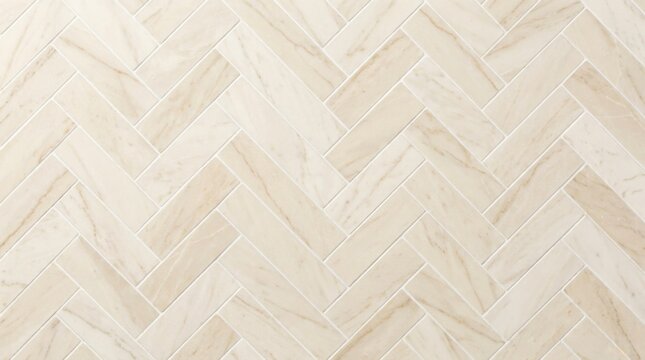 Light beige and off-white herringbone pattern ceramic tile flooring or wall covering with subtle wood grain texture, a clean background, concept of interior design and renovation