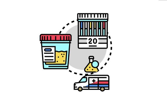 Medical concepts the process of urine drug testing, including sample collection, laboratory analysis, and mobile healthcare services for substance screening and diagnostic evaluation