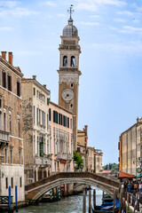 The leaning bell tower of San Giorgio dei Greci, vertical picture © Gelu Popa
