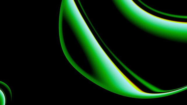 Neon Green Liquid Metal Abstract Animation on Black Background