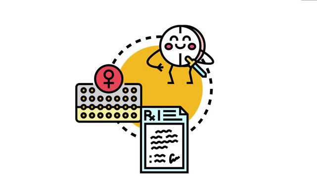 Image medical contraception methods, featuring a blister pack of pills with a female symbol and a prescription paper, aiding reproductive health planning