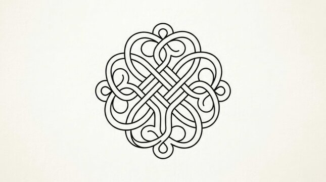 Intricate black and white celtic knotwork design on a light background