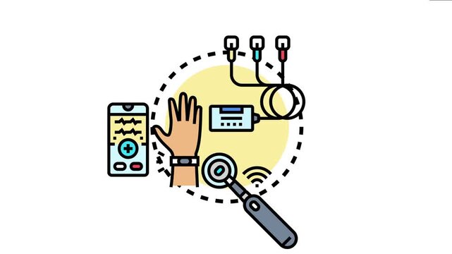 Medical devices, a smartphone, and a wristband are digitally monitoring patient health and safety, using innovative technology for remote care and diagnostics