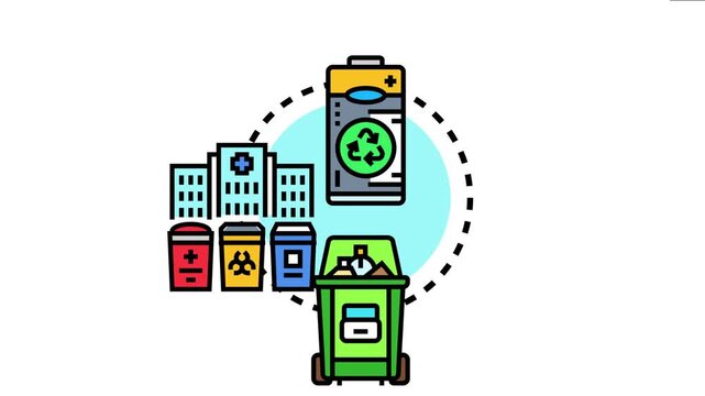 Medical institutions and healthcare facilities actively manage waste, sorting different types into specialized bins for responsible disposal and recycling, promoting environmental health