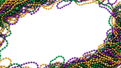 Naklejka premium Mardi gras beads frame isolated on transparent background