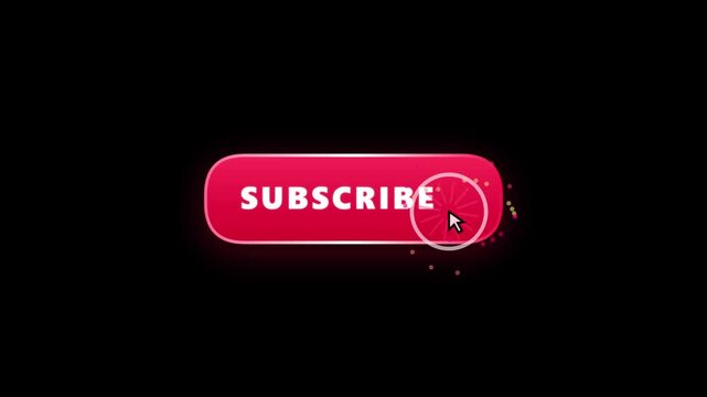 Animated subscribe button overlay with mouse cursor click for social media marketing and you tube channel growth