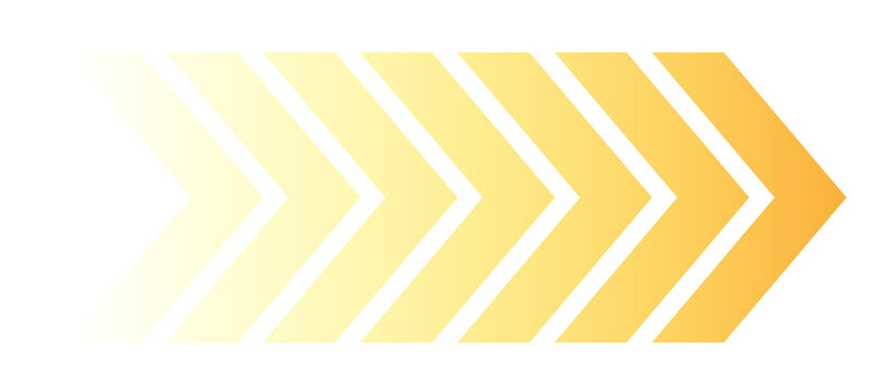 Yellow halftone chevron arrows isolated on transparent background