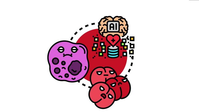 Artificial intelligence brain processes medical data from a server, identifying harmful pathogens and bacteria for advanced healthcare diagnostics and virus research