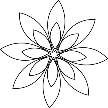 Minimalist floral mandala vector, geometric flower line art illustration, symmetrical lotus bloom icon for coloring and logo design