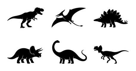 Dinosaur Silhouettes Collection: Prehistoric Creatures Vector Set for Kids and Education © Anjali