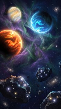 Abstract planets and space background