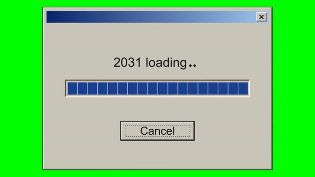 Faithful retro operating-system dialog recreation like the reference on solid chroma green background with ALL shadows removed and no party popper: beige-gray window panel with classic beveled edges,