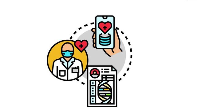 Medical data platforms concept doctors, patient health records, and genetic information integrated with mobile digital applications for secure management and accessibility