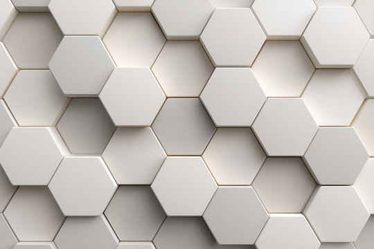 3D Hexagon Geometric Backgrounds &ndash; Minimal White Honeycomb
