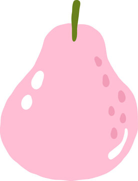 cute pear fruit with stem and leaf vector illustration