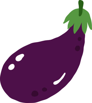 cute eggplant vegetable vector cartoon illustration