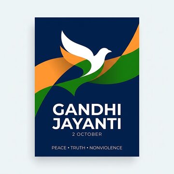 Gandhi jayanti poster design featuring a white dove and colors