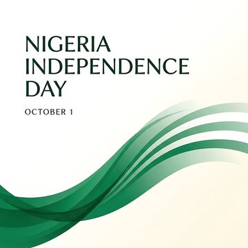 Nigeria independence day celebration design with flowing green abstract wave elements