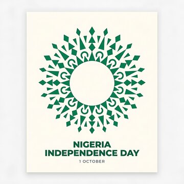 Nigeria independence day graphic poster with a circular green geometric pattern