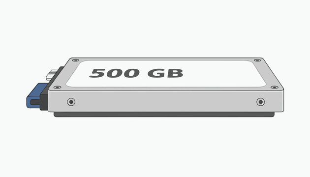 Internal solid state drive or hard disk with five hundred gigabytes storage capacity label on a plain white background.