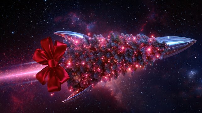 Christmas tree flying through