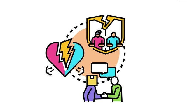 People engaging in dispute resolution process, finding consensus through negotiation and communication, aiming for a peaceful resolution and reaching an agreement