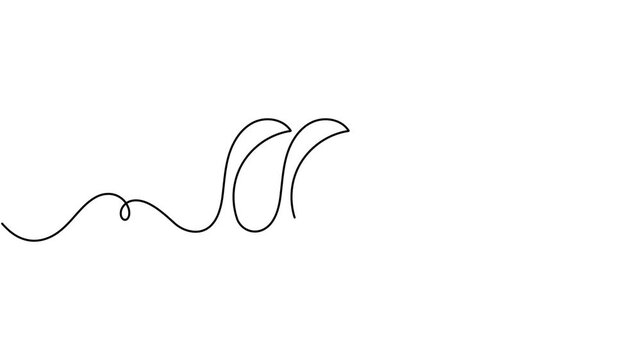 Animated ocean wave icon sign continuous one line drawing moving on white background minimalist single art flowing and splashing of sea water symbol animation