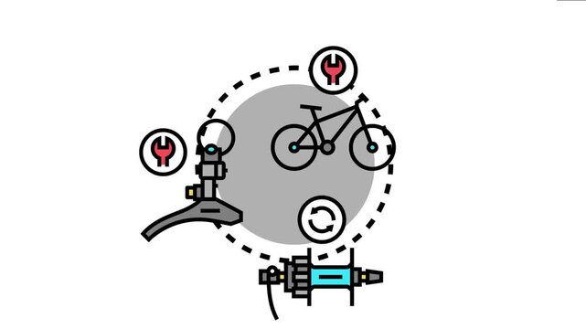 Bicycle mechanical adjustment concept maintenance steps for bike components, including the derailleur and front hub, ensuring optimal performance and reliable gear shifting