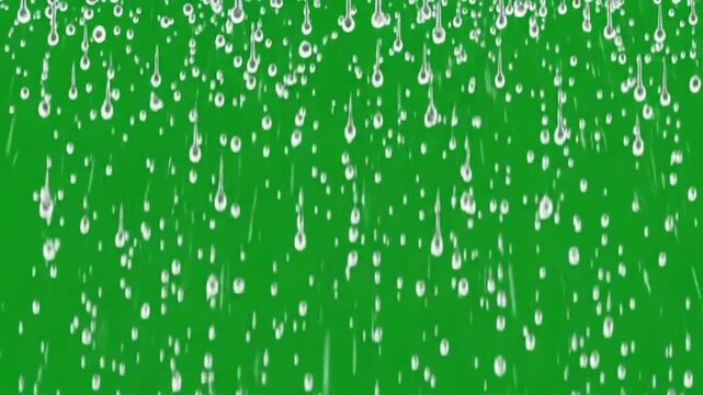 Realistic Heavy Rainfall Animation with Hundreds of Fast Falling Water Droplets on Green Screen Background, Cinematic 4K Overlay