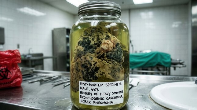 Diseased Lungs In A Jar Medical Specimen