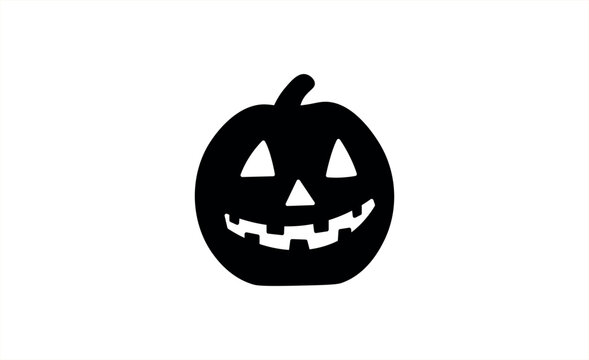 Minimal Halloween Pumpkin Illustration in Black and White, Simple Spooky Seasonal Vector Design
