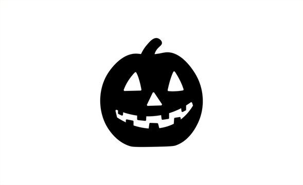 Minimal Halloween Pumpkin Illustration in Black and White, Simple Spooky Seasonal Vector Design