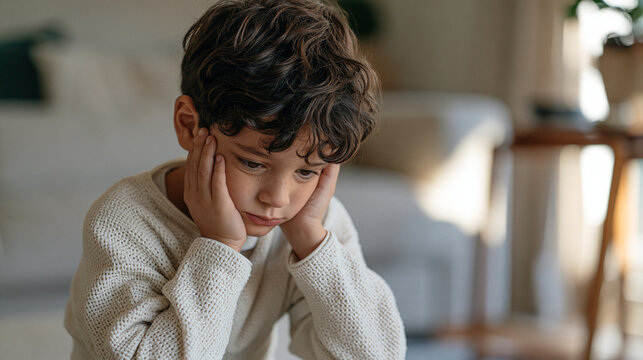 Brazilian autistic child wearing a deep pressure compression shirt during a meltdown prevention routine at home, sensory modulation garment, autism spectrum daily living aid,