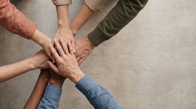 Diverse Hands Together Symbolizing Solidarity and Community Support