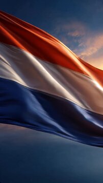 old dutch flag waving at sunset netherlands holland