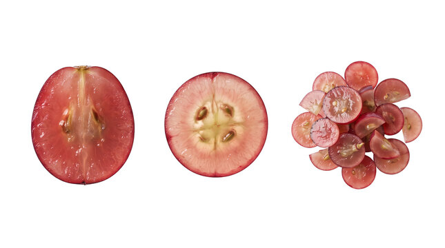 Red grape slices isolated 2k isolated on a transparent background, design mockup