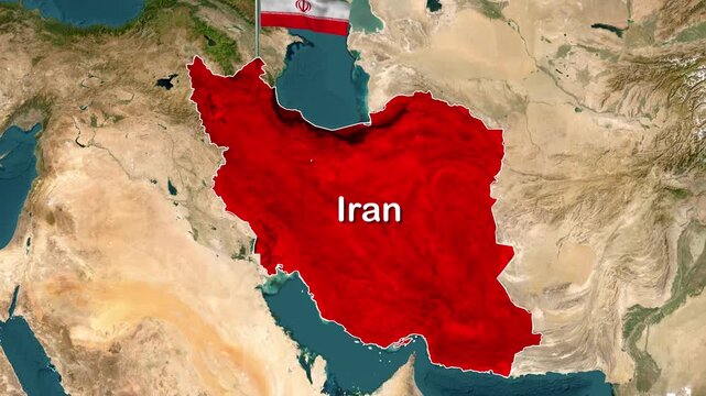 Iran Map Zoom Animation to Tehran Location Highlight