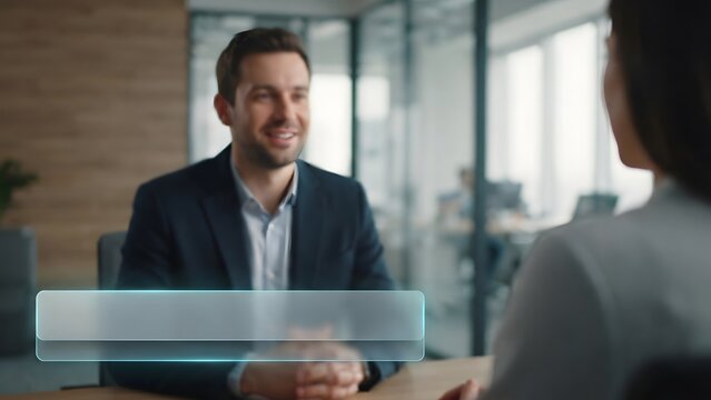 Two business professionals having a meeting in a modern office setting, discussing ideas