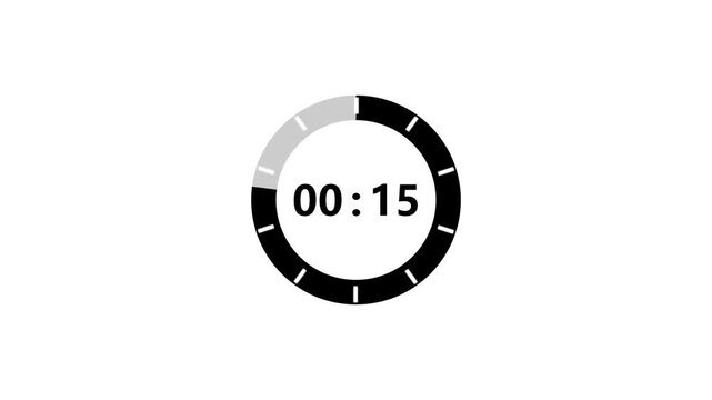 Minimal Countdown Timer Animation with Circular Progress Ring and Digital Seconds Display from 20 to 00 on Clean White Background for Time Management and Interface Design