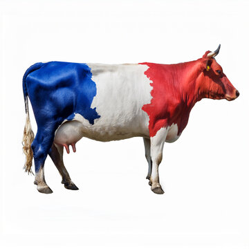 France, bleu, blanc, rouge, drapeau, appartenance, viande, lait, vache laiti&egrave;re, ferme, b&eacute;tail, vecteur, agriculture, mollet, mammif&egrave;re, gazon, exploitation laiti&egrave;re, taureau, nature, champ, joli, boe
