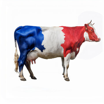 France, bleu, blanc, rouge, drapeau, appartenance, viande, lait, vache laiti&egrave;re, ferme, b&eacute;tail, vecteur, agriculture, mollet, mammif&egrave;re, gazon, exploitation laiti&egrave;re, taureau, nature, champ, joli, boe