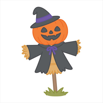 ジャックオーランタンの顔をしたハロウィンの案山子