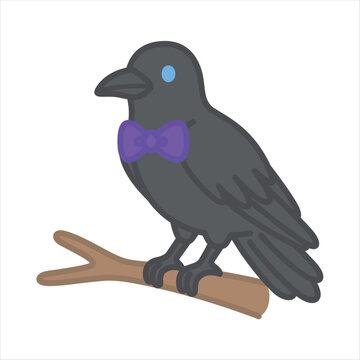 紫のリボンをつけたハロウィンのカラス