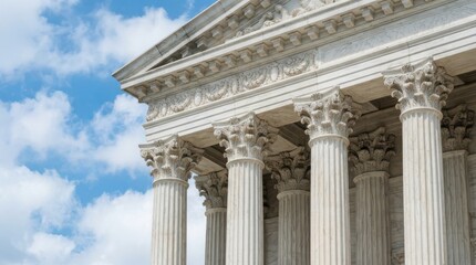Obraz premium Neoclassical marble architecture with columns against a blue sky