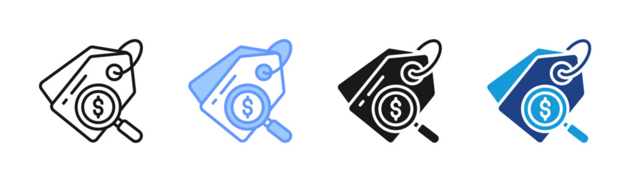 Price Analysis icon set multiple style collection