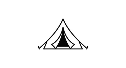 A simple tent outline presents a minimalist camping silhouette outdoor shelter tourism © MDAbujafor