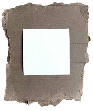Blank White Paper on Torn Cardboard Background