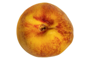 Fresh flat peach fruit closeup with vivid natural surface texture © brovarky