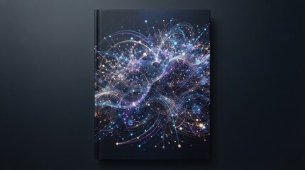 Fototapeta premium Hardcover book with abstract glowing network art on cover