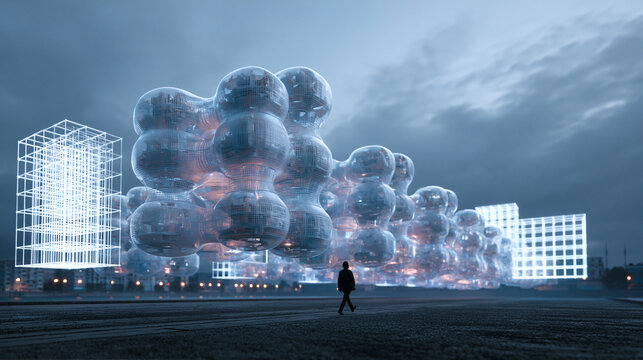Futuristic Architecture and Digital Twin Smart City Concept